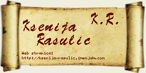Ksenija Rasulić vizit kartica
